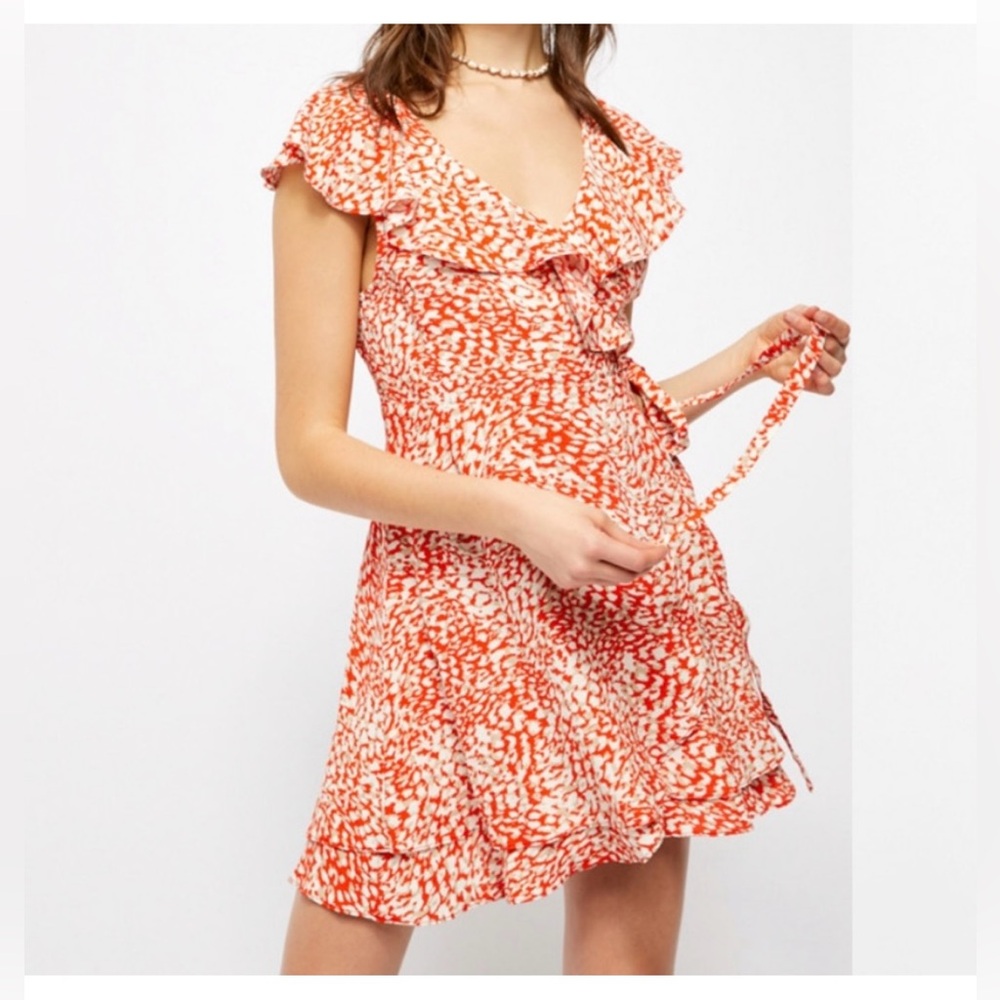 Free People French Quarter wrap mini dress with ruffle detailing size small